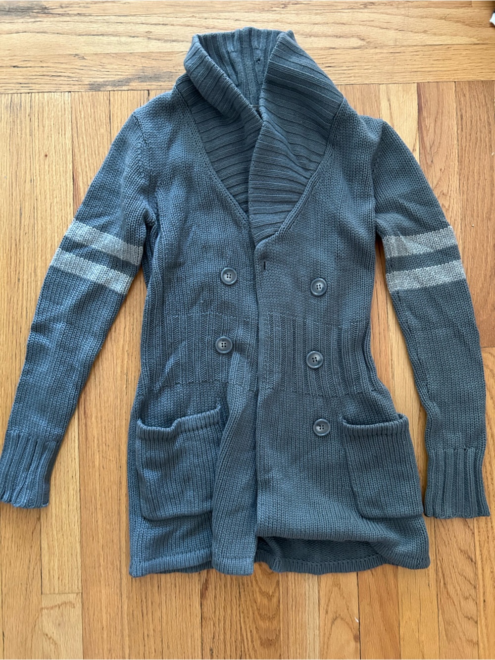 James Perse cashmere Women's Gray Shawl Collar Double-Breasted Sweater Cardigan